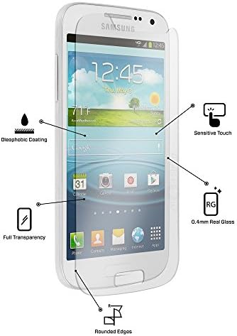 zolink for Samsung Galaxy S4 Mini Premium Real Tempered Glass Screen Protector Hd Clarity. 8-9h Hardness. Rounded Edges.