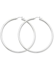 14k White Gold 3mm Round Hoop Earrings. Gold Weight- 5.46g 65mm Diameter.