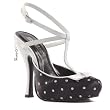 Women's Sexy Shoes Open Back Pump Shoe 4.5 Inch High Heel T-Strap Penthouse Shoes Black Blue Red White