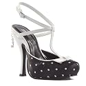 Women's Sexy Shoes Open Back Pump Shoe 4.5 Inch High Heel T-Strap Penthouse Shoes Black Blue Red White