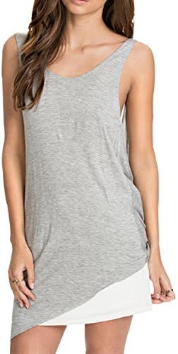 Inlscp Women's Irregular Loose Fit Scoop Neck Soft Cotton Summer Vest Tops