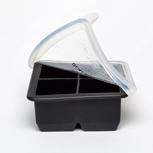 GLACEUX Extra Large Commercial Grade Silicone Tray WITH LID - NO Odors, NO Spills - Create Giant 2 Inch Cubes