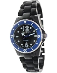 Haurex Italy Womens PN379DN2 Beauty Round Black Dial Rotating Bezel Crystal Watch