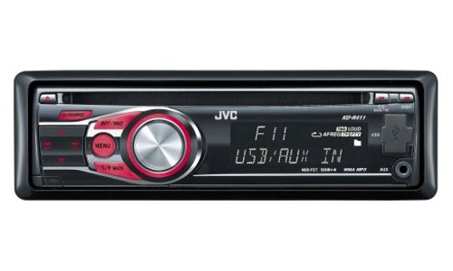JVC KD-R 411 MP3-CD-Tuner (USB-, Front-Aux Eingang) schwarz-rot