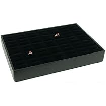 35 Slot Black Velvet Ring Display Jewelry Showcase Tray