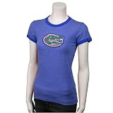 Florida Gators Royal Blue Ladies Swarovski Crystal Ringer T-shirt