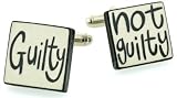 Handmade ceramic "guilty/not guilty" cufflinks with presentation box (legal/lawyer). Made in England