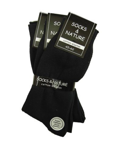 Herren Socken 3 Paar / schwarz / mit weichem Bündchen - Socks & Nature