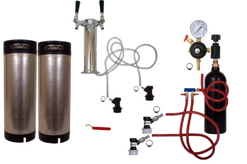 Cornelius Kegerator Tower Kit Two Faucet Homebrew, 20oz Tank