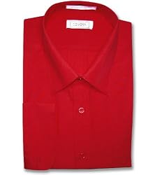 Men's Red Dress Shirt w/ Convertible Cuffs