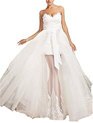 Organza/Satin Sweetheart  Lace Belted Wedding Party Dress  With a Bow(s)