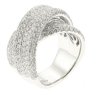14k 3.44 Dwt Diamond White Gold M. Pave Band Ring - JewelryWeb