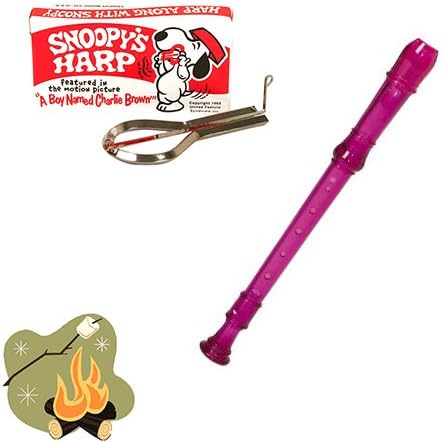 camping toys Campfire Music Pack - Summer Fun Pack with Snoopy Jaw Harp & Pink Translucent Soprano Recorder