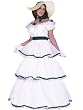 Women's Theatrical Costumes Southern Bell Gown Halloween Costume Full White Green Ribbon Trim Includes Hat