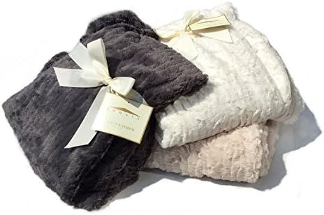 Domain Faux Fur Throw Blanket Oversized 50-by-70 inch White Ultra Plush Shabby Chic
