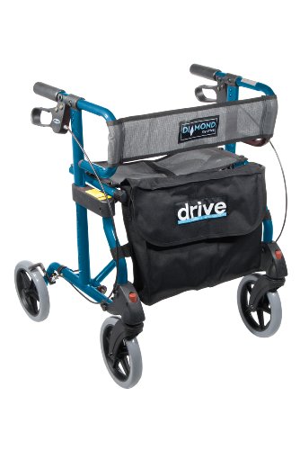 Drive Medical Diamond Aluminum Rollator Walker with Comfortable Mesh Seat and Back, Blue