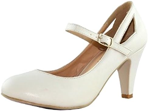 Chase &amp; Chloe Women's Kimmy-40 Mary Jane Round Toe Pumps (6 B(M) US, Nude)