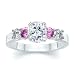 1.45 CT CUSHION DIAMOND W ROUND PINK SAPPHIRE RING 18K