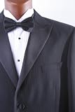 Men's Superior 150s Single Breasted Two Button Black Tone on Tone Stripe Tuxedo