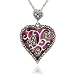 Sterling Silver Marcasite and Epoxy Heart Pendant, 18"