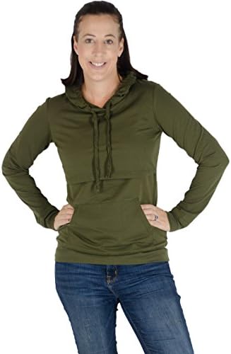Latched Mama Women's Nursing Lightweight Hooded Sweatshirt with Pocket XX-Large Dark Green