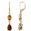 14K Yellow Gold Madeira Citrine, Citrine and Diamond Earrings