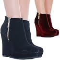 shoefashionista - Bottines Femme Compensées Chaussures Noir Bottes Bordeaux Taille 36 37 38 39 40 41