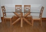 Venice 6ft SOLID OAK GLASS DINING TABLE & 6 CHAIRS New