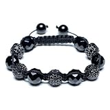 SH-MIX JET BLACK& ONYX:Shamballa Armband swarovski schwarz, Jet & Onyx Stein- kristalle makarame macarame disco ball, 12mm Kristalle & Hämatit tresor crystal shamballa bracelet- von Utopia© London,Paris,NY,