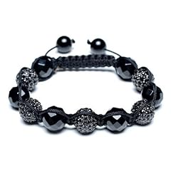 SH-MIX JET BLACK& ONYX:Shamballa Armband swarovski schwarz, Jet & Onyx Stein- kristalle makarame macarame disco ball, 12mm Kristalle & H�matit tresor crystal shamballa bracelet- von Utopia� London,Paris,NY,