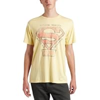 Junk Food Clothing Men's Superman Club Short Sleeve Vintage Crew Neck T-Shirt, Vintage Yellow, Medium