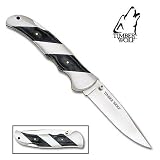 Timber Wolf Striped Silver Satin Folding Knife