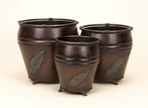 Kitchen: Antique Style 3 Piece Set METAL PLANTERS