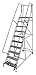 Cotterman 1510R2632A2E20B4W4C1P6 - Rolling Ladder 130 in.H 10 Steps 59 deg.