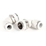 uxcell　クイック継手　空気圧　パイプ　コネクタ　90度エルボー　オスねじ　10mm x 1/2" PT　2個入り