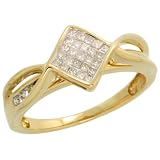 14ct Gold Diamond Ring W 033 Carat Brilliant Cut Invisible Set Diamonds 38 9mm Wide N