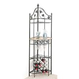 Green Sanded Finish Metal Corner Wine Rack w Wood Top by visiondecor Furniture