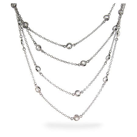 Sterling Silver Sparkling 60 Inch Czs By The Yard