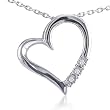 Sterling Silver and Diamond Three-Stone Heart Pendant on an 18 Chain