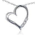 Sterling Silver and Diamond Three-Stone Heart Pendant on an 18 Chain