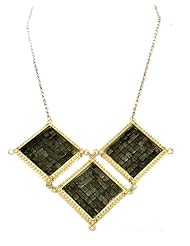 20 Inch 14K Gold Plated Natural Pyrite Geometric Bib Necklace Necklace for Women