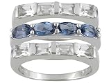 1.12CTW LONDON BLUE AND 2.10CTW WHITE TOPAZ STERLING SILVER RING SET