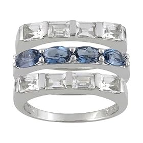 1.12CTW LONDON BLUE AND 2.10CTW WHITE TOPAZ STERLING SILVER RING SET by JTV