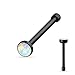 PiercedOff White Opal Set Flat Top PVD over 316L Surgical Steel Nose Studs (Black)