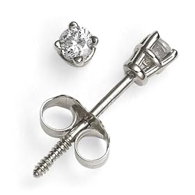 14k White Gold Round Diamond 4-Prong Solitaire Earrings (1/10 ct, J, I2)