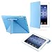 Sky Blue Triangle Multi Fold Magnetic Smart Slim Full Body PU Leather Case Cover for Apple New iPad 3 4G iPad 2 with Stylus