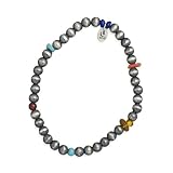 Oxidized Sterling Silver Stretch Bracelet with Gemstones