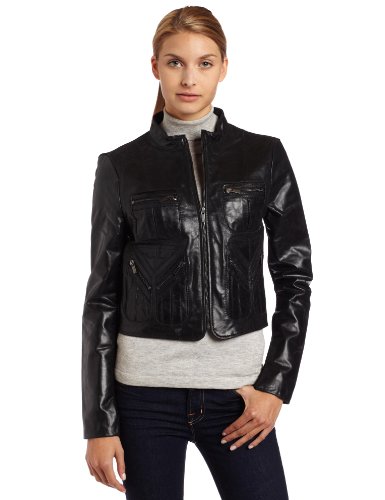 BCBGMAXAZRIA Womens Leather Bomber Jacket product image