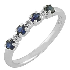Sterling Silver 0.5 Cttw Blue Sapphire & Diamond Accents Ring