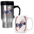 Los Angeles Dodgers MLB Stainless Steel Travel Mug & Gameball Ceramic Mug Set - Primary Logo